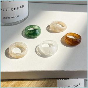 Bandringen ins -stijl nieuwe colorf irregar acryl marmeren patroon acetaat ring hars schildpadringen voor vrouwen meisjes sieraden 2021 2151 q2 dhvzx