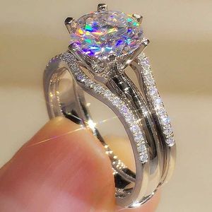 Bandringen Iogou Originele 1-3.0 Moissanite Rbridal Set 925 Silver Engagement Wedding Ring With Gold Compated Jewelry Certificate J240508