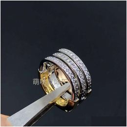 Anillos de banda Joya ISM T Lock Ring en forma de U Anillo de color UN solo fila Diamante personalizado Vold Vold 925 Ornamento de moda chapada sier W otk8u