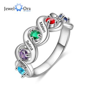 Bandringen JewelOra Gepersonaliseerde Engrav5 Namen Moeders RTwisted Infinity Aangepaste Geboortesteen Verlovingsringen voor Vrouwen Geschenken J240118