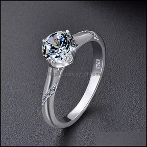 Anillos de banda Joyería 100% genuino 925 Sterling Sier Anillo de bodas para mujeres Corea Japón Bling Zircon Compromiso Promesa Ymr973 Entrega de gota 20