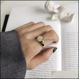 Bandringen sieraden 100% solide 925 sterling sier verstelbare ring voor mannen vrouwen Koreaans eenvoudig goud vergulde gladde vinger ymr848 drop levering 2