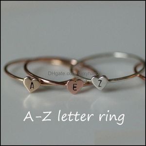 Bandringen sieraden 26 a-z Engelse letter ring initiële sier gold love hart hoogwaardige driekleurige vrouwen f dhgah