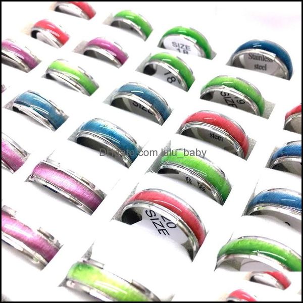 Anillos de banda Joyería 36pcs para mujer para hombre 6 mm Colorf Acero inoxidable Moda Venta al por mayor Lote Drop Entrega 2021 Dhbqz