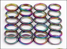 Anneaux de bande Bijoux 6 mm rétro Rétro Hématite Colorf Anneau Largeur Cambered Surface Rainbow Couleur de Noël Présent Dhtwk4277394