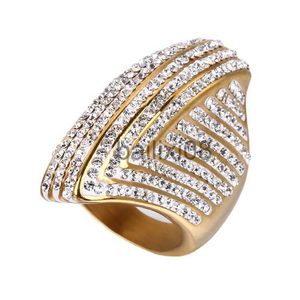 Anillos de banda Lote de joyería titanio acero dedo cabello estilo exótico arcilla de mujer diamante lleno anillo exagerado anillo de acero inoxidable J230819