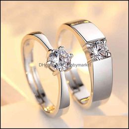 Bande Anneaux Bijoux Couple Classique Pour Hommes Femmes Cz Pierre À La Mode Amoureux De Mariage Romantique Saint Valentin Présent Accessoire Drop Delivery 2021