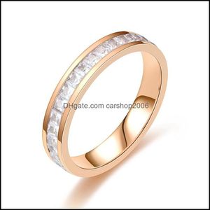 Bandringen Sieraden Crystal CZ Stone Ring Vintage roestvrij staal Women Wedding Fashion Promise Sier Rose Gold Engagement 690 T2 Drop Lever