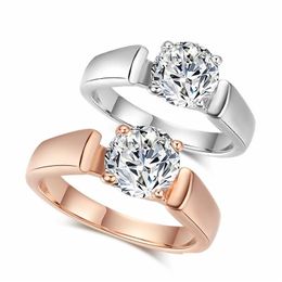 Bandringen Sieraden Verlovingsringen Dames Modieus Ol 18K Rose goud Platina Rond Zirkonia R054 / R053 1072 Q2 Drop Delivery Sieraden R Dhe7U