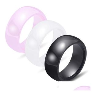 Band Ringen Sieraden Mode Hoge Kwaliteit Korte Zwart Wit Roze Keramische Groothandel Vrouwen Lucky Finger Drop Levering Ring Dhb12