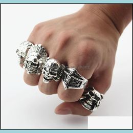 Bandringen sieraden gotische skl gesneden grote motorrijders anti-sier retro punk ring voor mannen mode in bk drop levering 2021 wvfl8