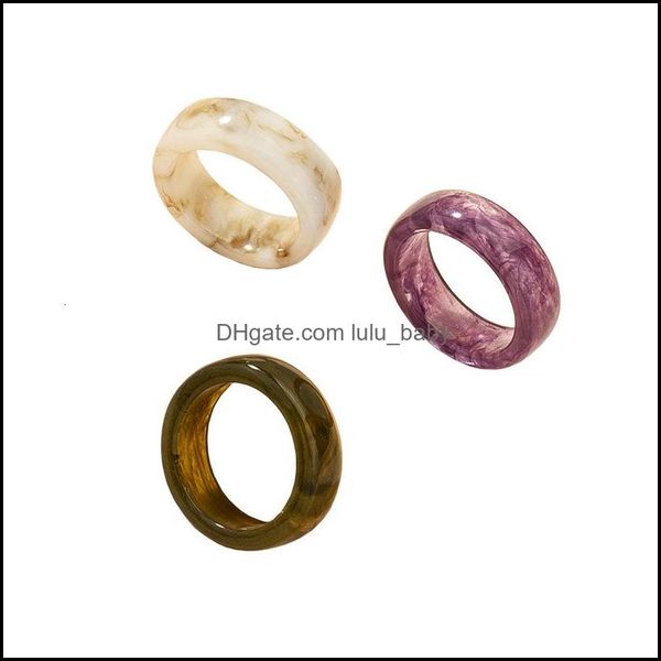 Bagues de bande Bijoux Japon et Corée du Sud Ins Mode Couleur Mixte Acrylique Femmes Net Rouge Nouveau Style Tempérament Tendance Street Po Plain Ring Dro