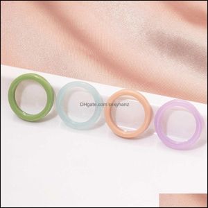 Bandringen sieraden Japanse en Koreaanse stijl eenvoudige mode acrylhars set dames net rood nieuw snoep gemengde kleur ring drop levering 2021 e