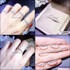 Band ringen sieraden liefhebbers Eternity Vrouwelijke belofte Ring 925 Sterling Sier Bijou Pave CZ Simple bruiloft voor vrouwen bruids party drop levering 2