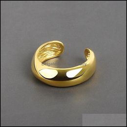 Anillos de banda Joyería Minimalista Cobre Chunky Redimensionable Para Mujeres Elegante Color Oro Pila Gruesa Círculo Redondo Dedo Abierto Boda Entrega