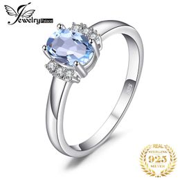 Bands Anneaux Bijoux Palais OVAL NATUREL SKIN BLUE TOPAZ 925 STANT SIGHT ENGAGNE RING BILANDE FEMANS EXQUISITE BIJOURS ANNIVERSAIRE CADEAU Q240427