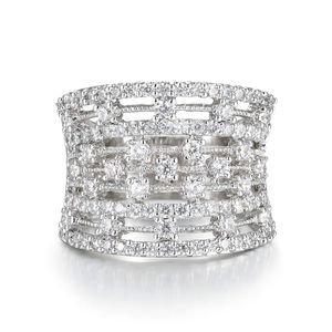 Band Ringen Sieraden Rhodium Plated Zirconia Eternity Cocktail Ring amKCb