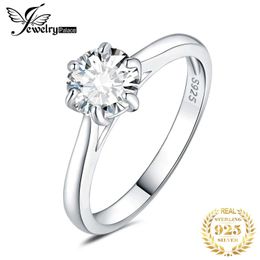 Anillos de banda Jewelrypalace Moissanite D Color 0.5CT 1CT 1.5CT 2CT Corte redondo S925 Card de plata esterlina Anillo de compromiso de boda J240410