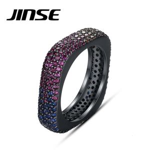Bandringen JINSE Punk Blauw Paars Zirconia Stapelbare Ring Trendy Vierkant Ontwerp Sieraden voor Mannen Vrouwen Party Hiphop Cadeau 231102