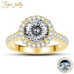 Anneaux de bande JoyceJelly Luxury 1ct 6,5 mm Moisanite Diamond Ring pour les femmes Silver Pure 925 Engagement de mariage en or 14k Bijoux exquis J240410