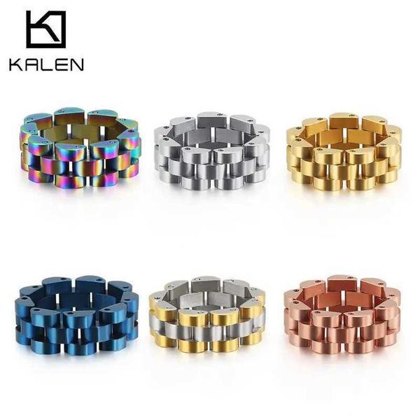 Anneaux de bande Kalen Rock Roches de la chaîne de vélos colorées pour hommes et femmes Tailles 6-10 SALLES DE CHATEUR DE 8 mm en acier inoxydable pour les anneaux à main pour hommes bik bijoux bon marché J240429