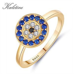 Bandringen Kaletine Lucky Evil Eye 925 Sterling Silver Rings For Women Charm Blue Cz Finger Gold Rings Men Men Wedding Engagement Sieraden J230517