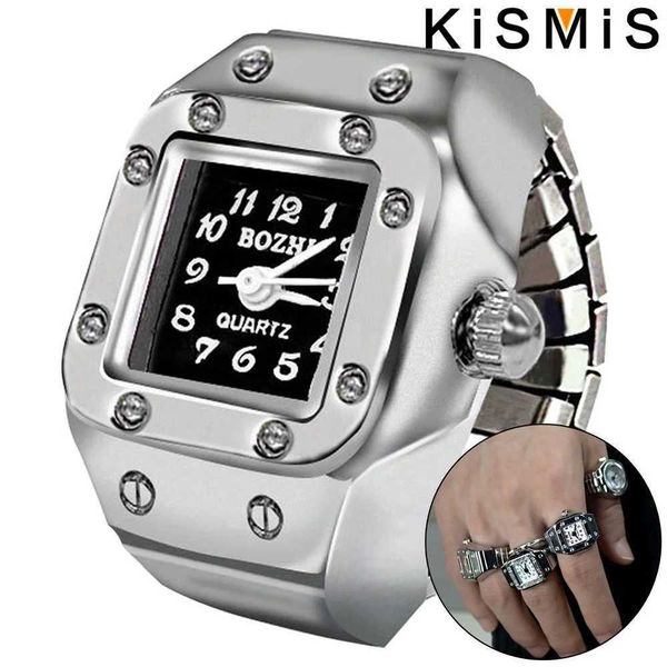 Anillos de banda KISMIS 1 unid para hombre cuadrado/redondo punk anillo reloj de cuarzo reloj de pareja regalo creativo reloj electrónico J240326