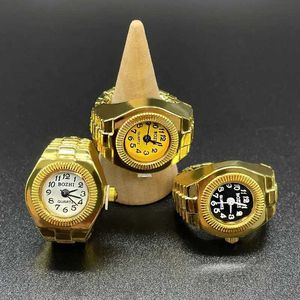 Bagues de bande Kiss Jewelry Punk Gold Color Couples Mini Montres Bagues pour Femmes Hommes Carré Cadran Rond Quartz Bague Montre Bague Cadeau 240125