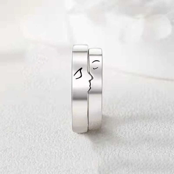 Anillos de banda Beso Anillo a juego Pareja Amistad Amante Par Anillo Anillos ajustables Conjunto Amantes Anillo Joyería Regalo para mujeres Hombres Regalos de vacaciones P230411