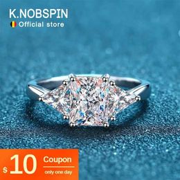 Bandringen Knobspin 3ct Radiant Mosonite Ring S925 Sterling verzilverde 18K Wit Gold Engagement Womens Exquise Jewelry Ring