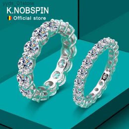 Band ringen Knobspin 5mm 7ct D kleur Moissanite ring 925 zilver verguld met wit goud trouwring eeuwigheid band verlovingsringen voor vrouwen L240305