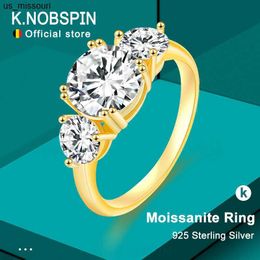 Bandringen Knobspin 925 Sterling Silver Moissanite Ring 3ct 8mm Diamanten met certificaat 18K Gouden ringen voor vrouwen bruiloft Fijne sieraden J230522