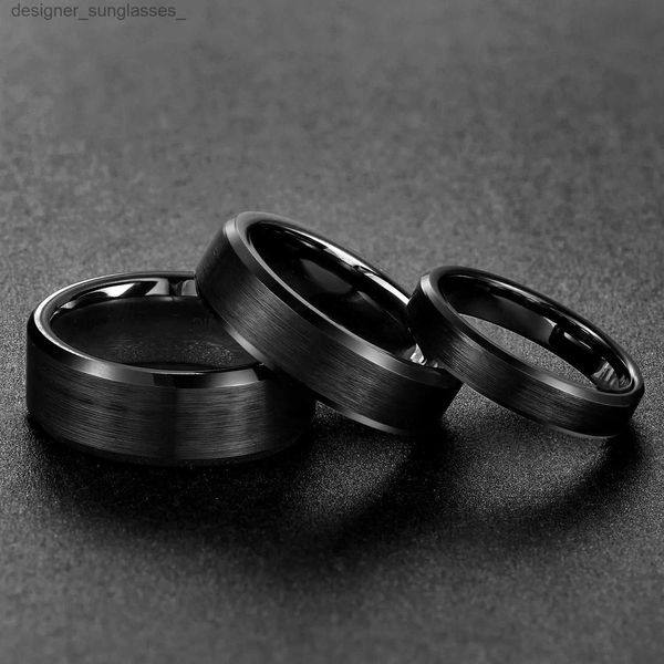 Anneaux de bande Kolmnsta 4/6 / 8 mm Black Ring Men Brushed Comfort Fit Couple Band de mariage Anneaux de fiançailles pour hommes Femmes Taille 4-15 ANELL231222