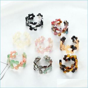 Bandringen Korea Chique transparante esthetische bloemenring Colorf Minimalistische acrylhars dunne ringen voor vrouwelijke sieradenfeestjes geschenken dro dhzqn