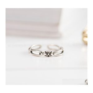 Bandringen Korea -stijl Kleine bloemen open voor vrouwen echte 925 sterling sier verstelbare teen ring fijne bruiloft sieraden ymr340 drop del otixn