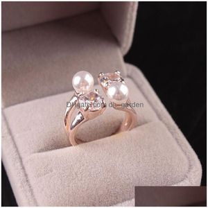 Bandringen Koreaanse mode zirkon parelring opening verstelbare strass rhinestone gracef chic voor vrouwen ol sieraden cadeau nieuw dhgarden dhrm2