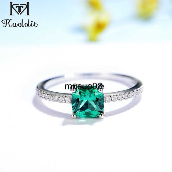 Bagues Kuololit Diaspore Gemstone Anneaux pour Femmes Filles Solide 925 Sterling Silver Wedding Engagement Topaz Emerald Sapphire Ring J230602