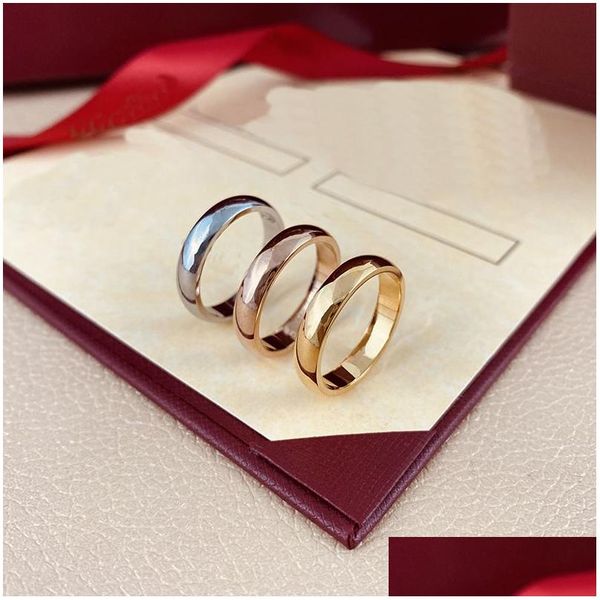 Bands Anneaux Ring Love Engagement Gold For Women Jewelry Designer Luxury Womens Rose Sier Lovers Couple Gift Taille Drop Livraison OTY5O