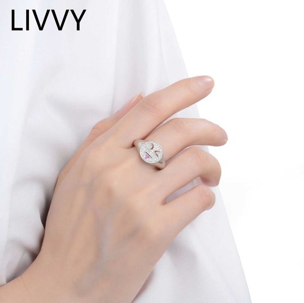 Anillos de banda LIVVY Color plata Sonrisa Color plata Anillo ancho Verano Divertido Punk para mujeres Hombre Anillo ajustable abierto Regalos de joyería 240125