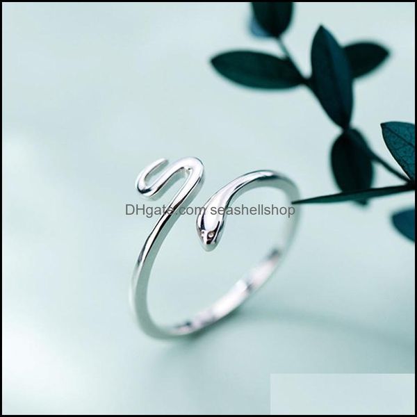 Anillos de banda Forma de serpiente encantadora Anillo de dedo ajustable abierto para mujeres Joyería fina simple Regalo de niña Entrega de gota DHDBZ