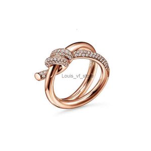 Anneaux de bande LPMX Serling Sier Bague Plaed Or Rose Ouverture Incrustée Diamant Demi Anniversaire De Mariage Pour Femmes Designer Bijoux Cadeau avec Boîte 7fpi H24227