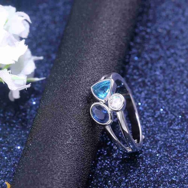 Anneaux de bande chanceux Triple couleur différente pierre femmes anneaux bijoux féminins avec Micro pavé cadeau d'anniversaire pour petite amie