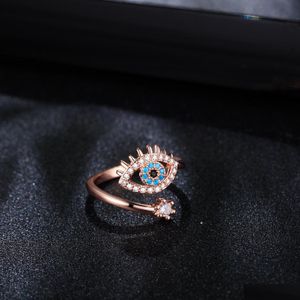 Bandringen Lucky Turkish Blue Evil Eye Ring open verstelbare vinger trouwringen voor vrouwen trendy sieraden groothandel drop deliv bdehome dhb80