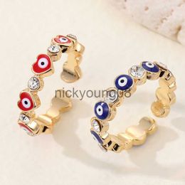 Band Ringen Geluk Turks Blauw Boze Oog Zirkoon Open Ringen Voor Vrouwen Vintage Kleurrijke Emaille Liefde Hart Demon Ogen Vinger ringen Partij Sieraden x0625