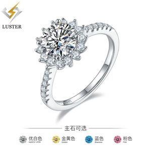 Bandringen Luster Moissanite Ring 8.0mm 2.0ct D Kleur 925 Sterling Silver 18K Platinum Geplateerde diamanttest Passeert dames sieraden geschenken J240410