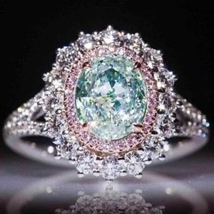 Bandringen luxueuze zilveren kleur ingelegde roze zirkoon multicolour stenen voor vrouwen glanzende verloving bruiloft sieraden H240425