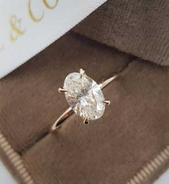 Bandringen luxe 17ct ovaal gesneden solitaire ring rose goud kleur verborgen halo kristallen stenen ringen voor vrouwen bruiloftsfeest cool Jewel2435490