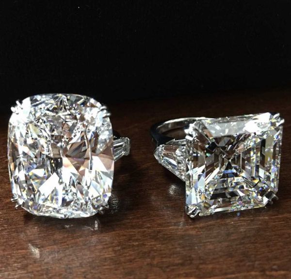 Anillos de banda de lujo 925 plata esterlina diamantes simulados piedras preciosas compromiso de boda anillos de dedo joyería fina al por mayor J230517