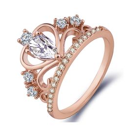 Bandringen luxe kroon zirconia zirkoon ring dames bruiloft feest kristallen sieraden voor vrouwen drop levering dhefo