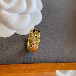 Bandringen Luxe Designer Ring Diamant Set Match Ananas Patroon Modeontwerp Senior Gevoel voor Persoonlijkheid Cadeau Breed en smal Dhj5S